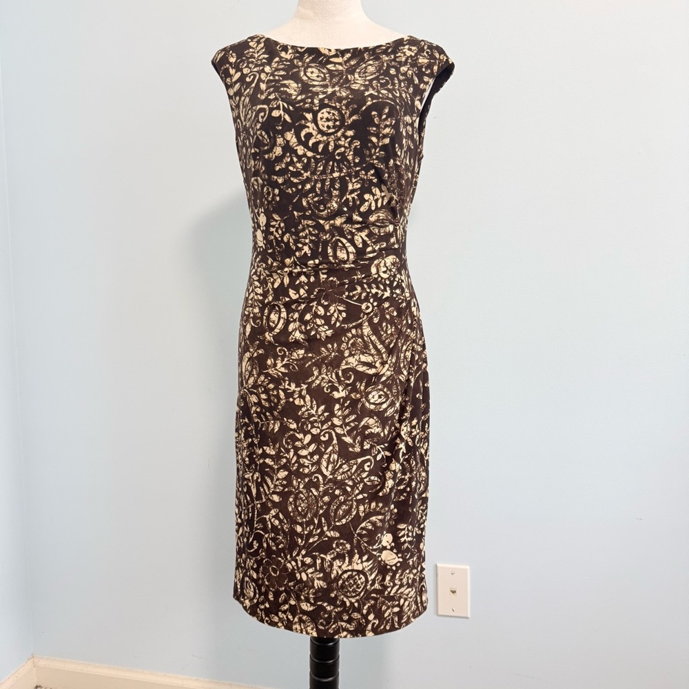 Lauren Ralph Lauren Women's Sleeveless Floral Stretch Lined Midi Dress Size 8